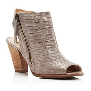 Paul Green Cayanne Booties Ankle Metallic Open Toe Block Heel Champagne U.S. 8